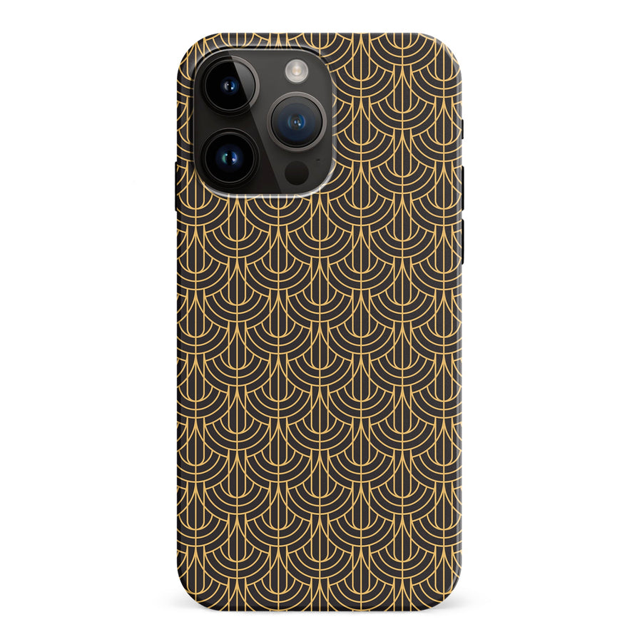 iPhone 15 Pro Max Curved Art Deco Phone Case in Black