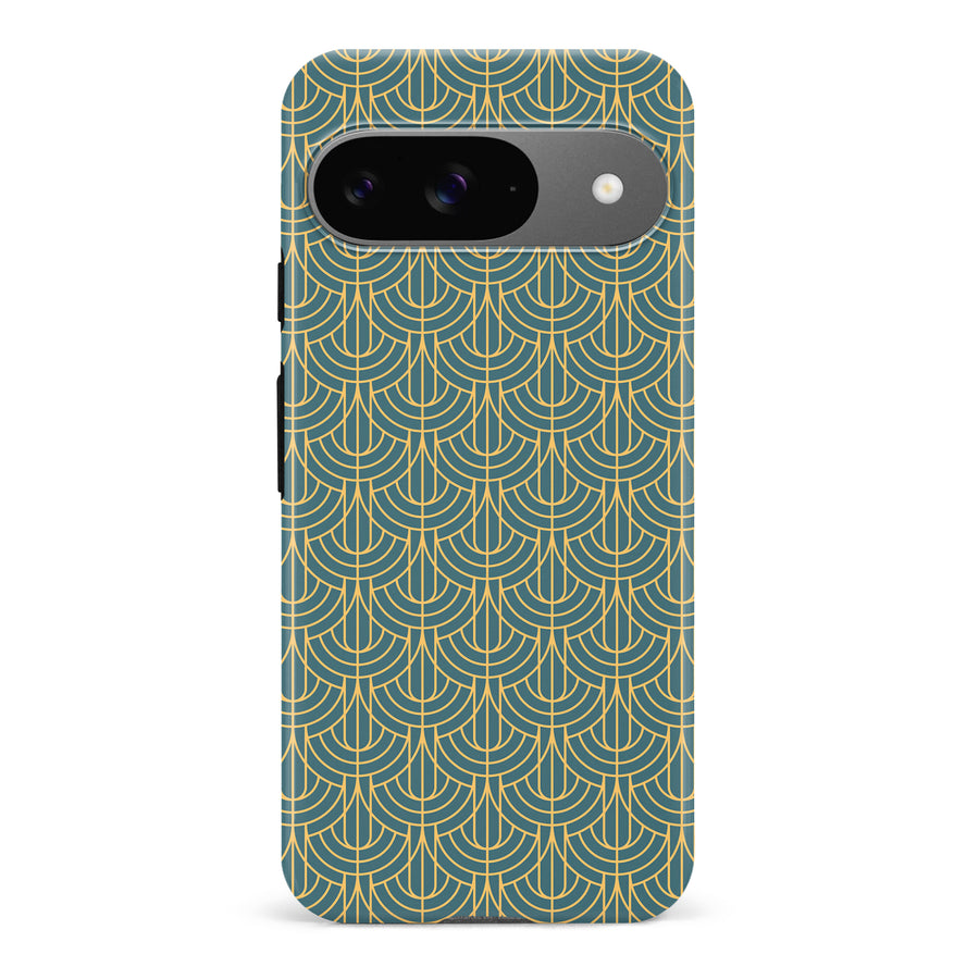 Google Pixel 9 Curved Art Deco Phone Case in Green