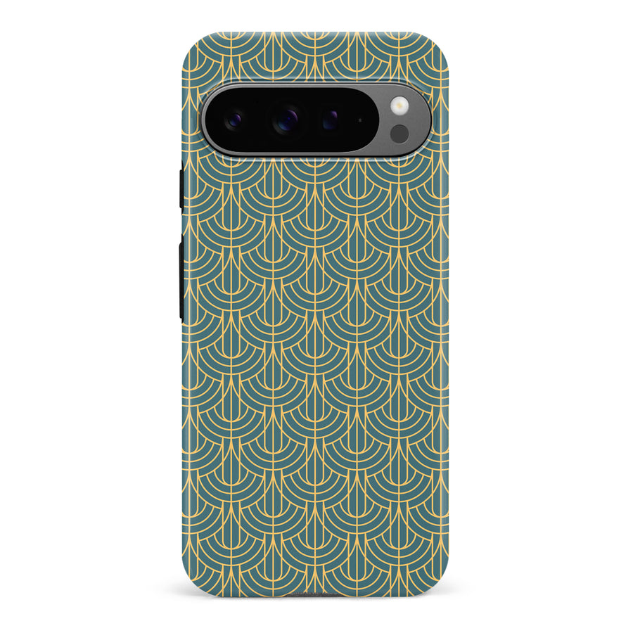 Google Pixel 9 Pro Curved Art Deco Phone Case in Green