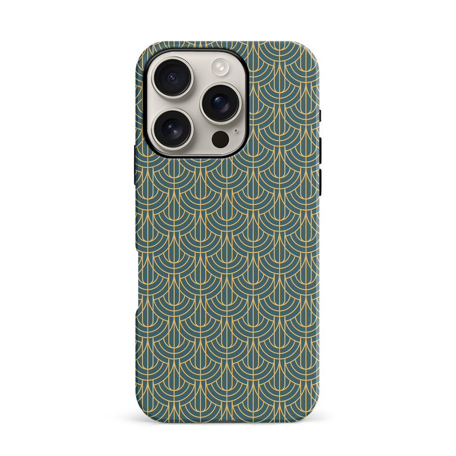 iPhone 16 Pro Curved Art Deco Phone Case in Green