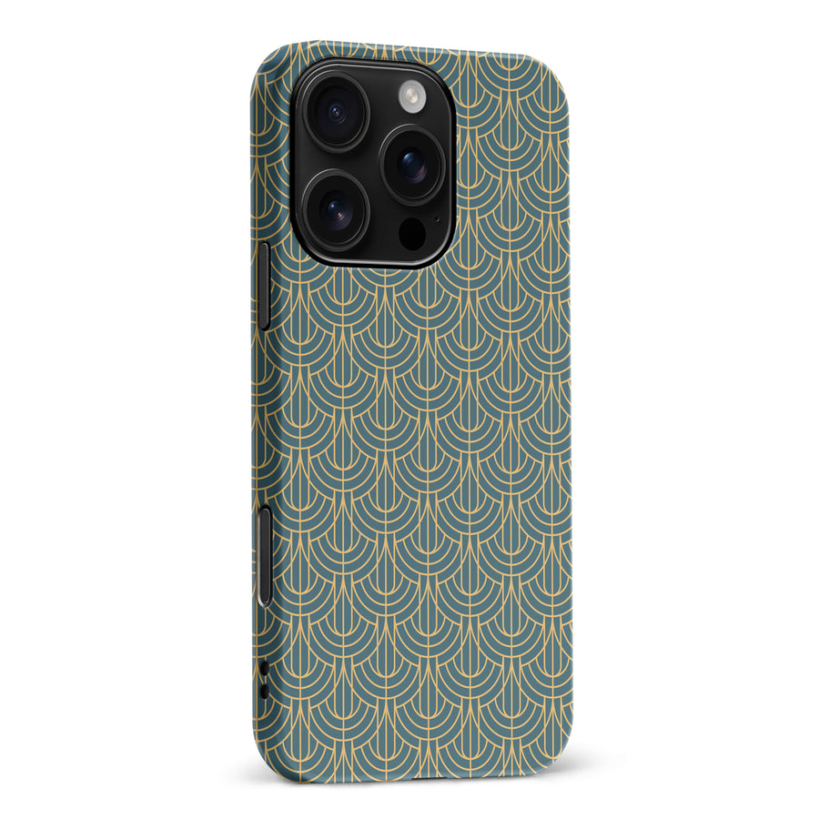 iPhone 16 Pro Max Curved Art Deco Phone Case in Green