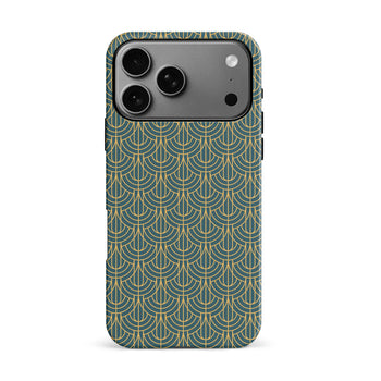 iPhone 17 Pro Max Curved Art Deco Phone Case Green