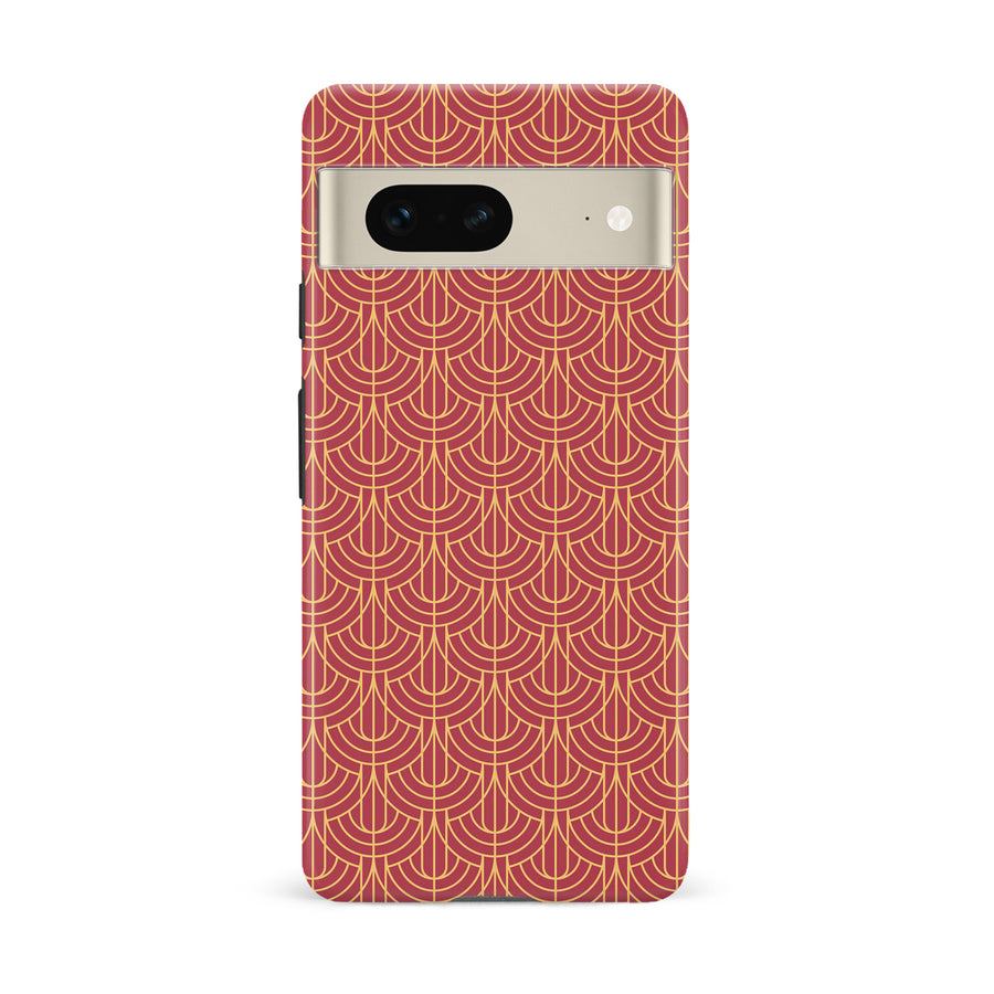 Google Pixel 7 Curved Art Deco Phone Case in Red