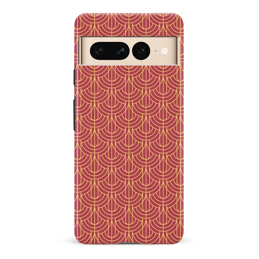 Google Pixel 7 Pro Curved Art Deco Phone Case in Red
