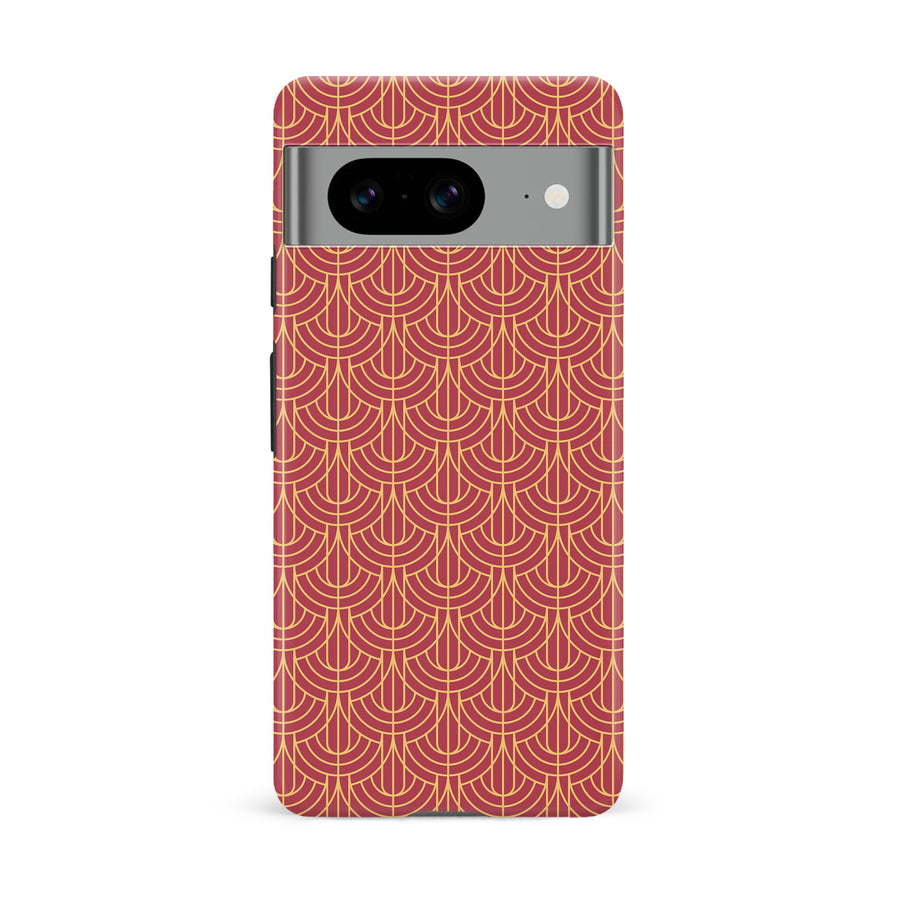 Google Pixel 8 Curved Art Deco Phone Case in Red