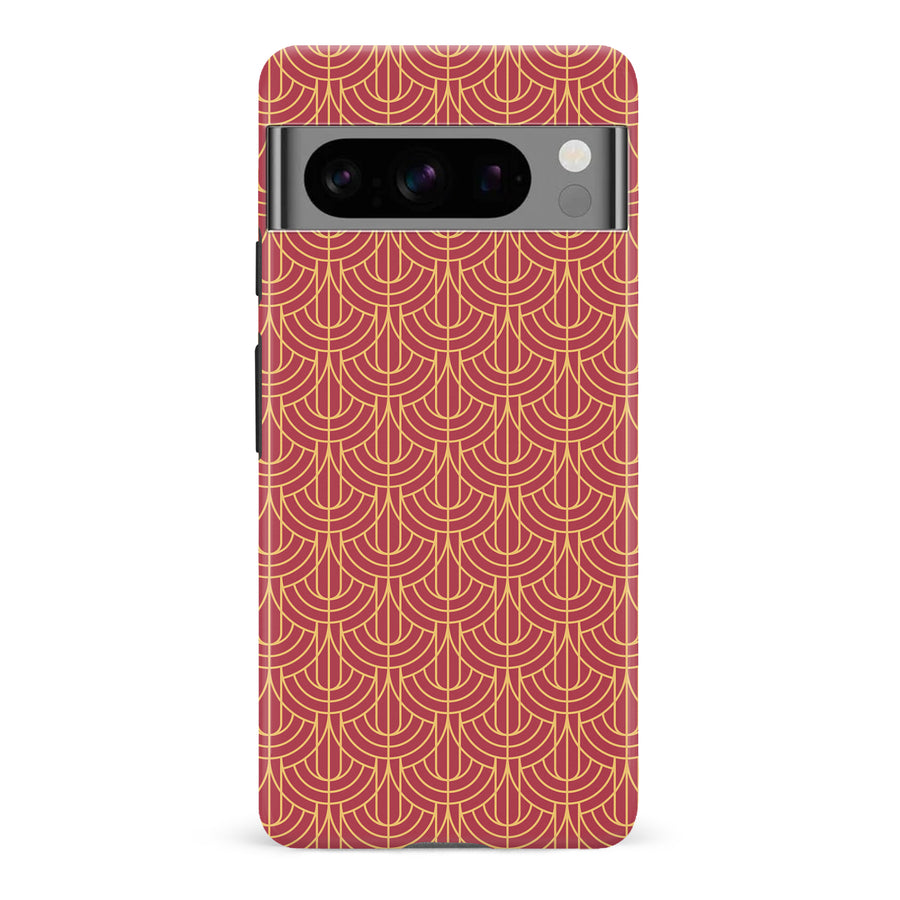 Google Pixel 8 Pro Curved Art Deco Phone Case in Red