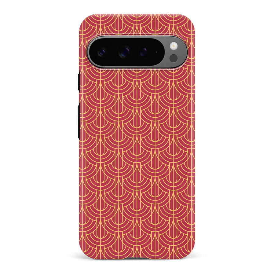 Google Pixel 9 Pro Curved Art Deco Phone Case in Red