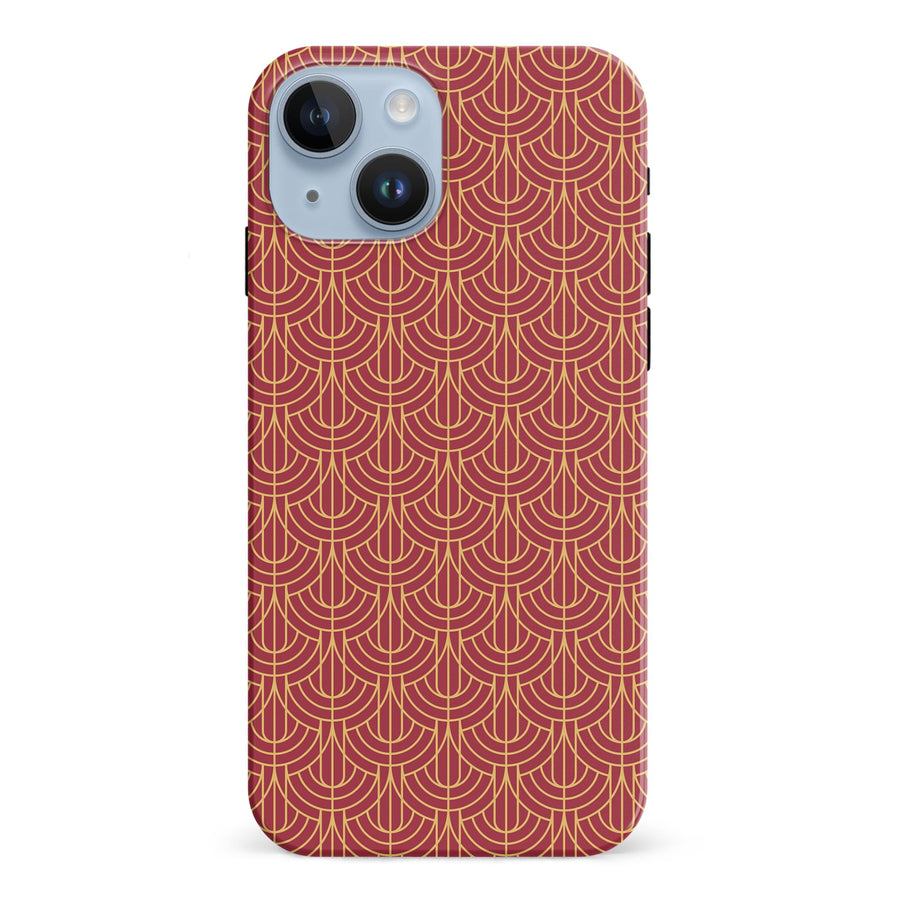 iPhone 15 Curved Art Deco Phone Case in Red