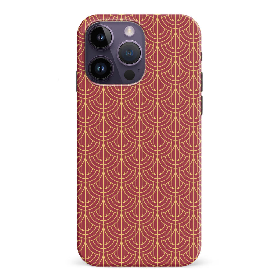 iPhone 15 Pro Curved Art Deco Phone Case in Red