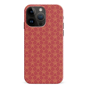 iPhone 15 Pro Max Curved Art Deco Phone Case in Red