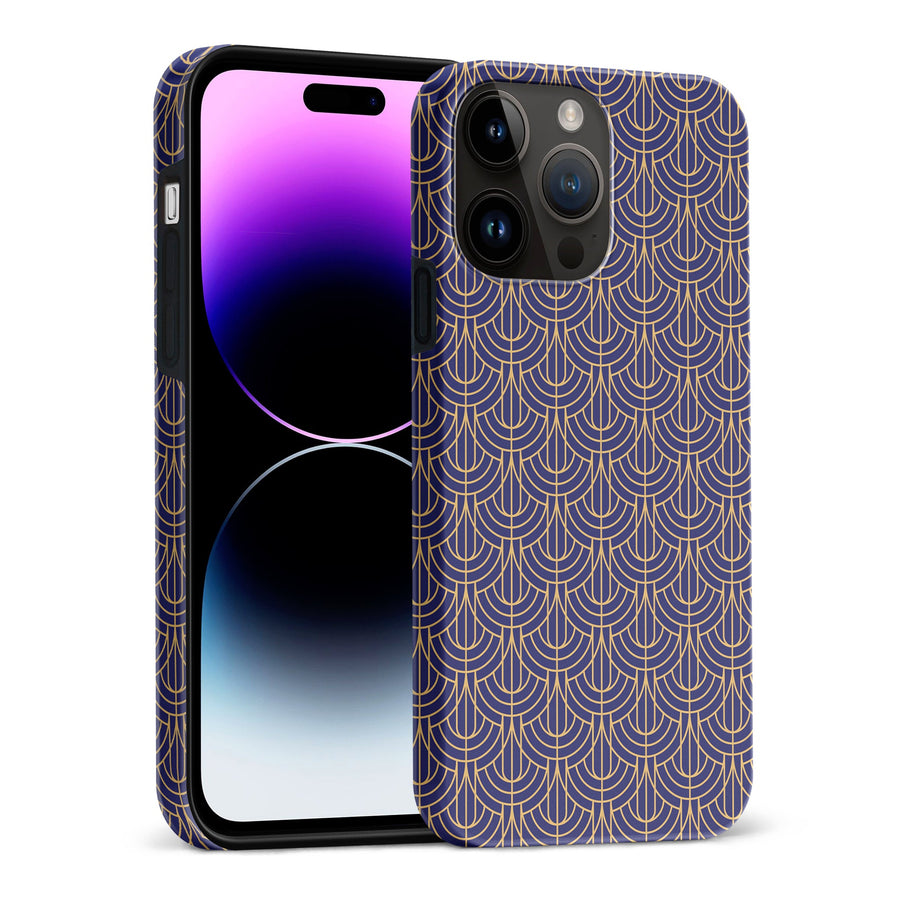 iPhone 15 Pro Max Curved Art Deco Phone Case in Purple
