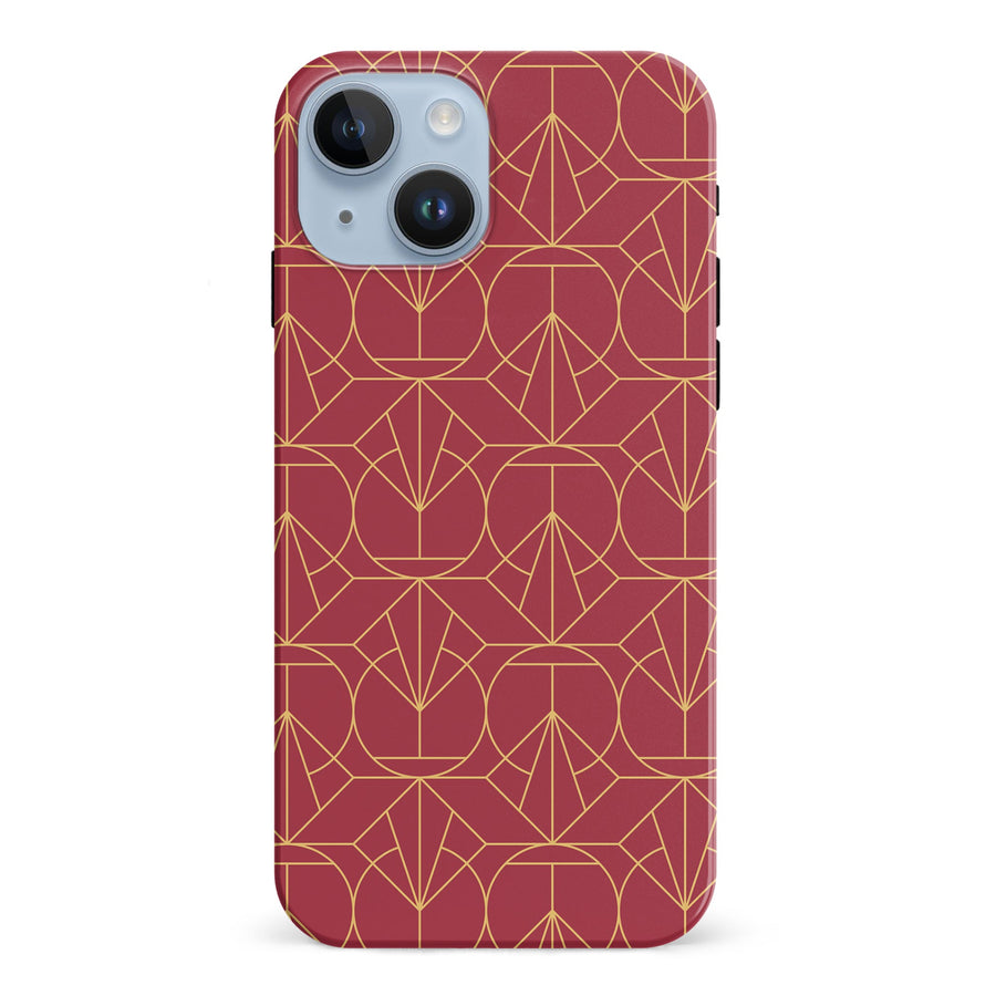 iPhone 15 Opulent Art Deco Phone Case in Red