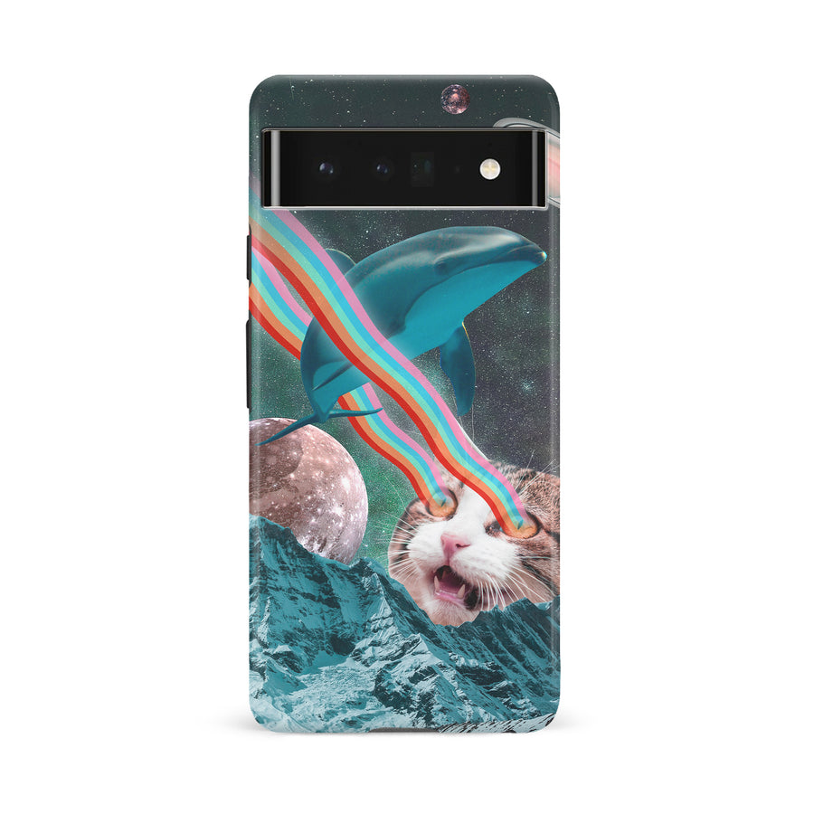 Google Pixel 6A Cats in Space Psychedelic Phone Case