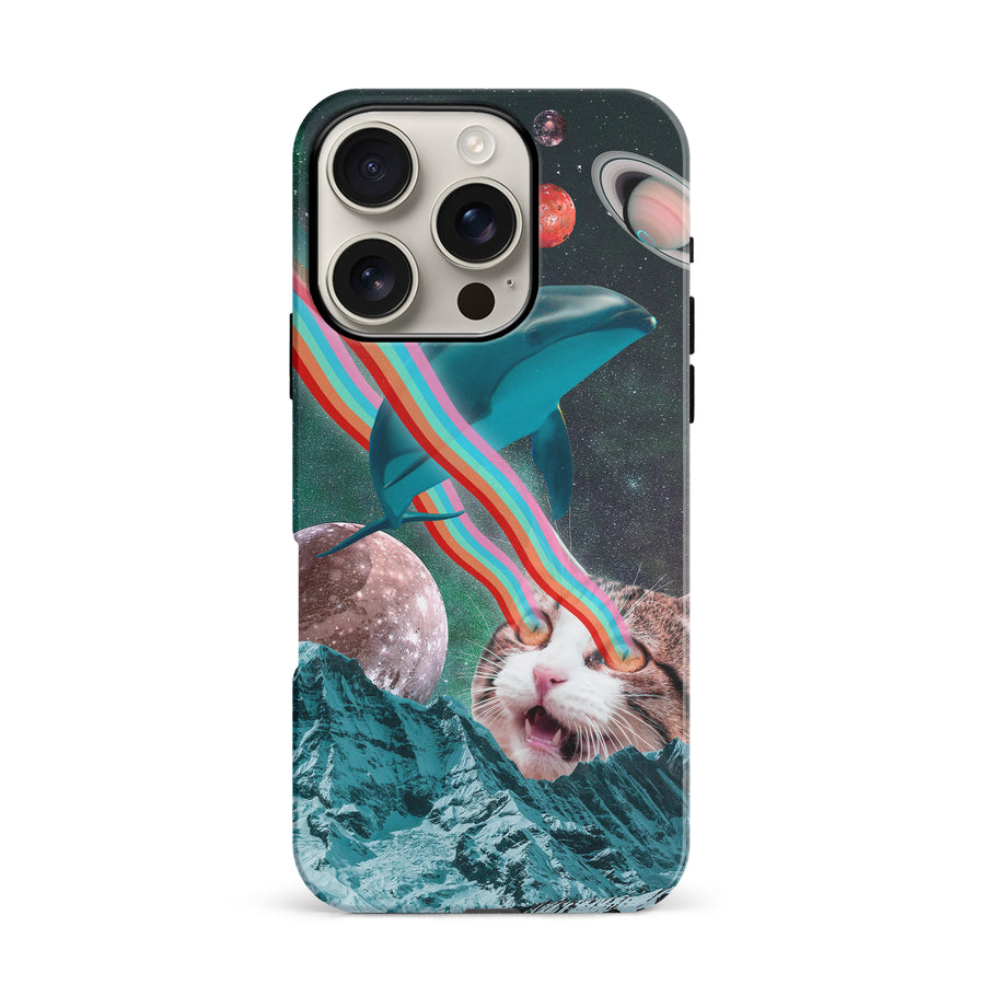 iPhone 16 Pro Cats in Space Psychedelic Phone Case