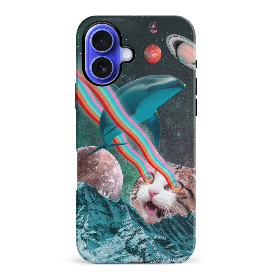 iPhone 16 Plus Cats in Space Psychedelic Phone Case