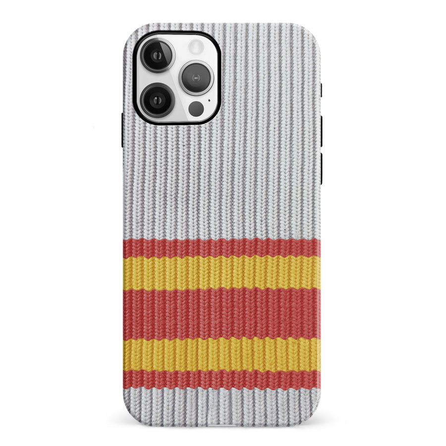 iPhone 12 Hockey Sock Phone Case - Calgary Flames Away