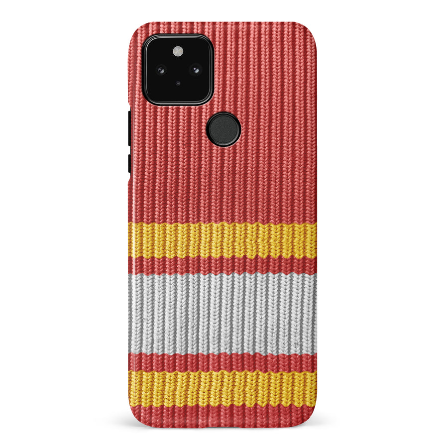 Google Pixel 5 Hockey Sock Phone Case - Calgary Flames Home