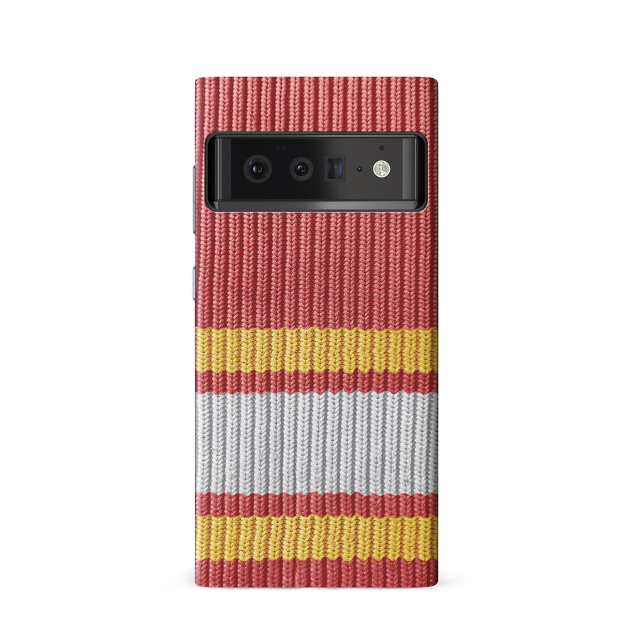 Google Pixel 6 Hockey Sock Phone Case - Calgary Flames Home