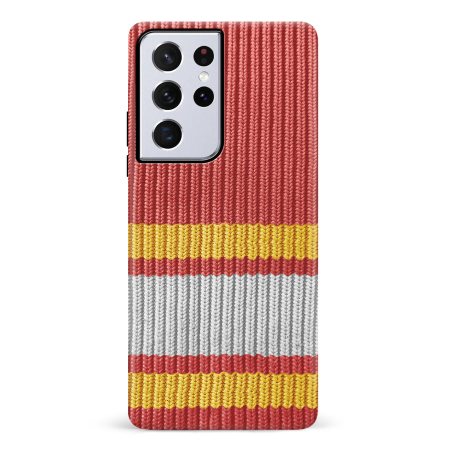 Samsung Galaxy S21 Ultra Hockey Sock Phone Case - Calgary Flames Home