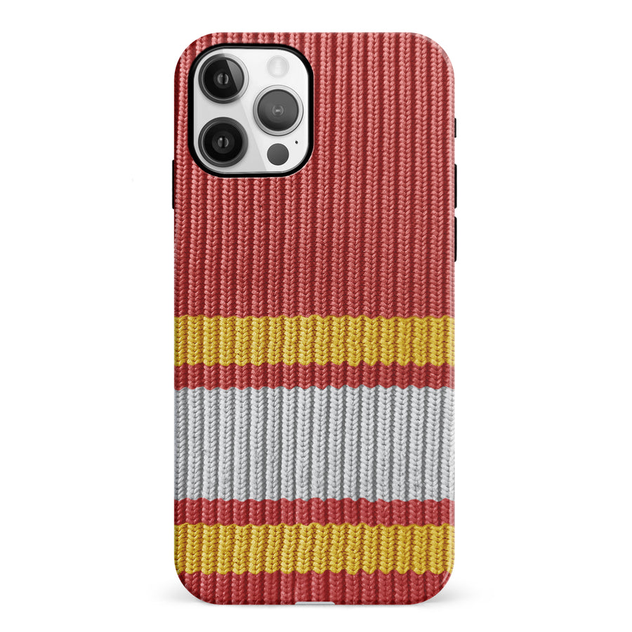 iPhone 12 Hockey Sock Phone Case - Calgary Flames Home