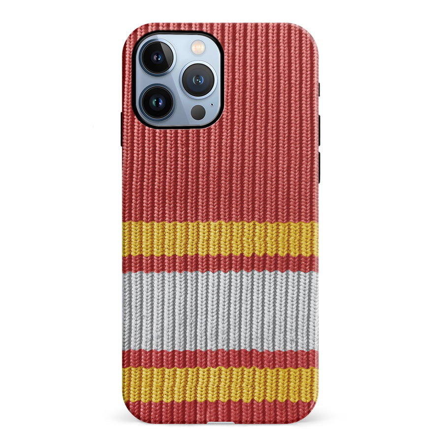 iPhone 12 Pro Hockey Sock Phone Case - Calgary Flames Home