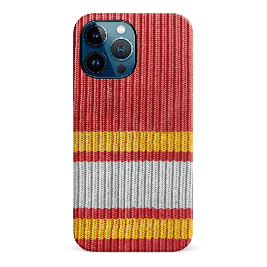 iPhone 12 Pro Max Hockey Sock Phone Case - Calgary Flames Home