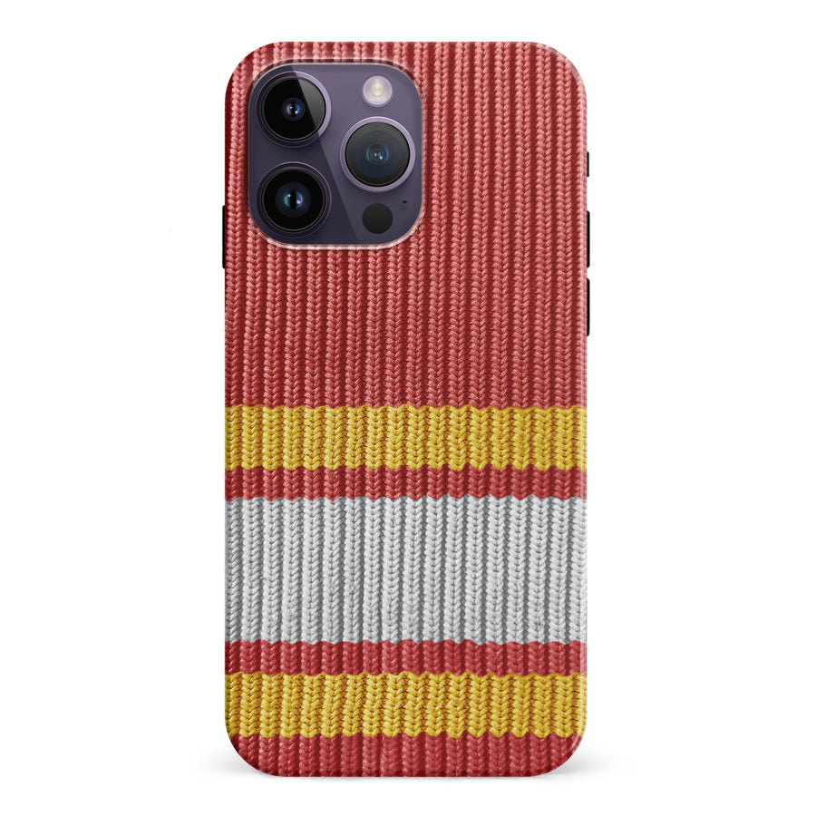 iPhone 15 Pro Hockey Sock Phone Case - Calgary Flames Home