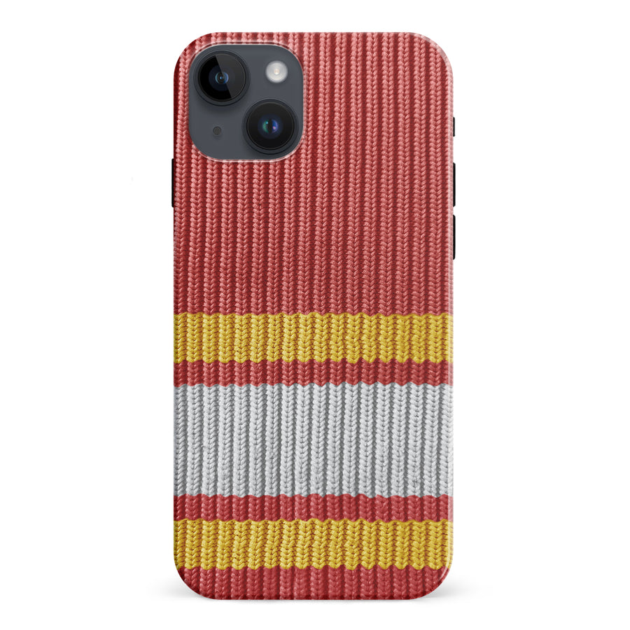 iPhone 15 Plus Hockey Sock Phone Case - Calgary Flames Home
