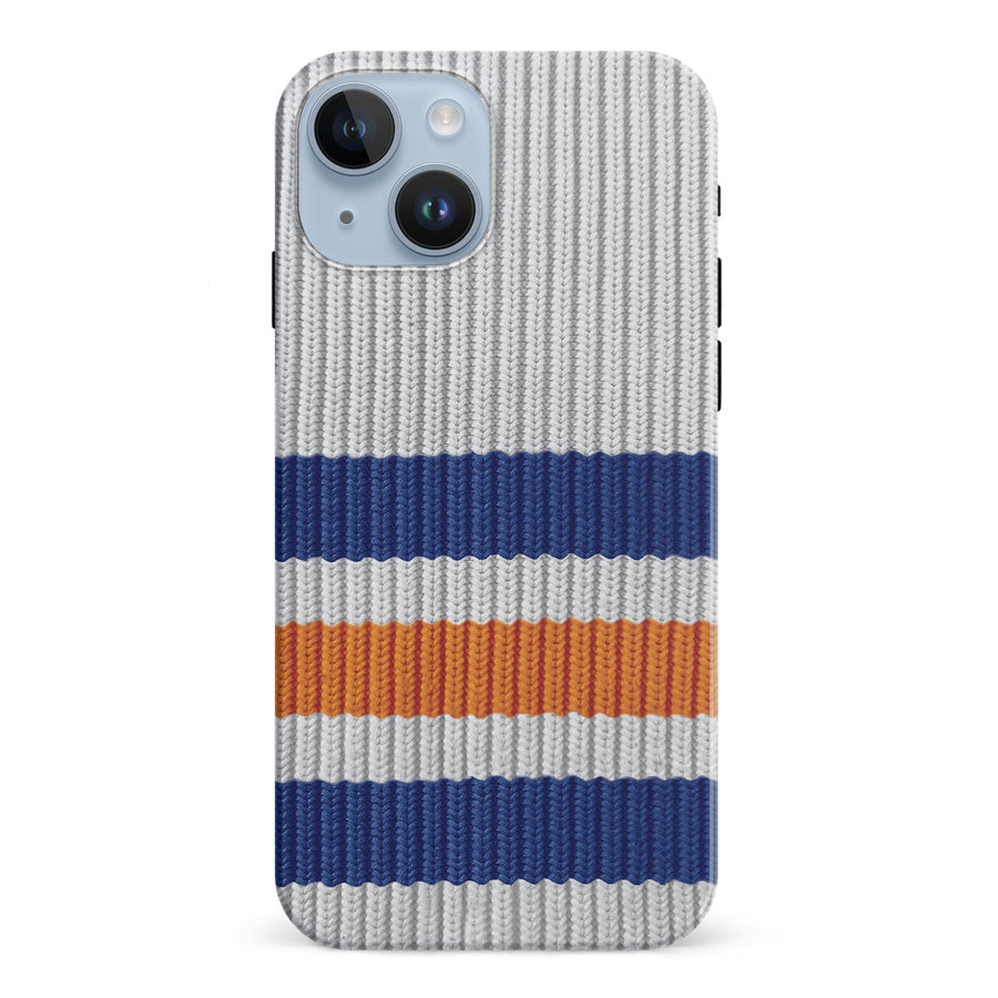iPhone 15 Hockey Sock Phone Case - Edmonton Oilers Away