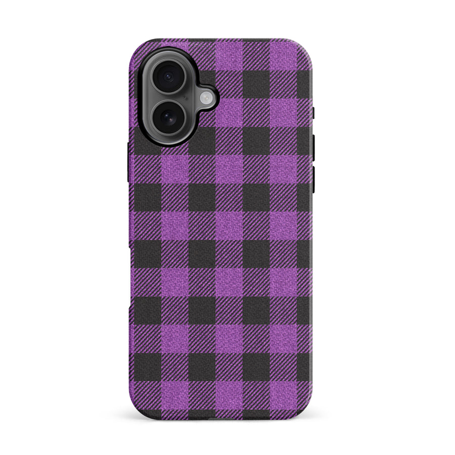 iPhone 16 Lumberjack Plaid Phone Case - Purple