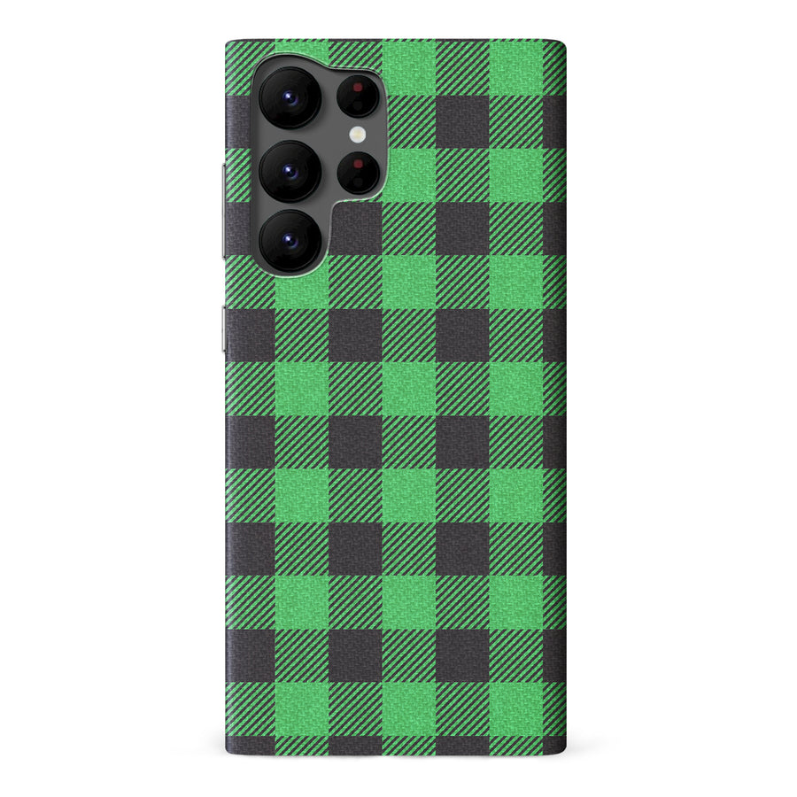 Samsung Galaxy S22 Ultra Lumberjack Plaid Phone Case - Green