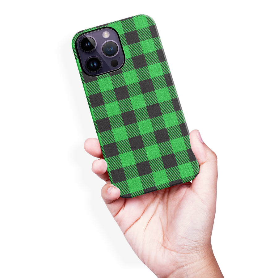 iPhone 14 Pro Max Lumberjack Plaid Phone Case - Green