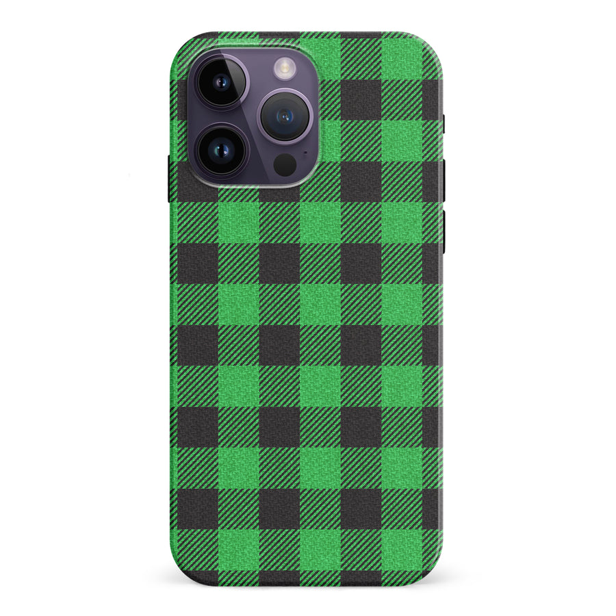 iPhone 15 Pro Lumberjack Plaid Phone Case - Green