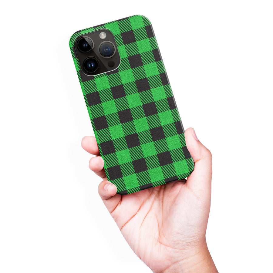 iPhone 15 Pro Max Lumberjack Plaid Phone Case - Green