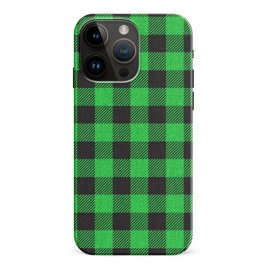 iPhone 15 Pro Max Lumberjack Plaid Phone Case - Green