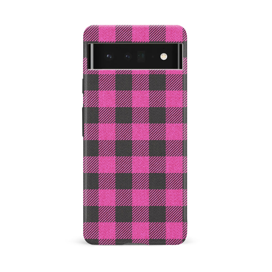 Google Pixel 6A Lumberjack Plaid Phone Case - Pink