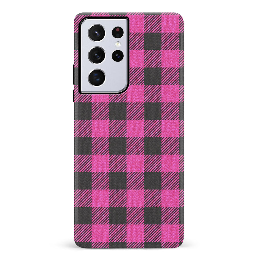 Samsung Galaxy S21 Ultra Lumberjack Plaid Phone Case - Pink