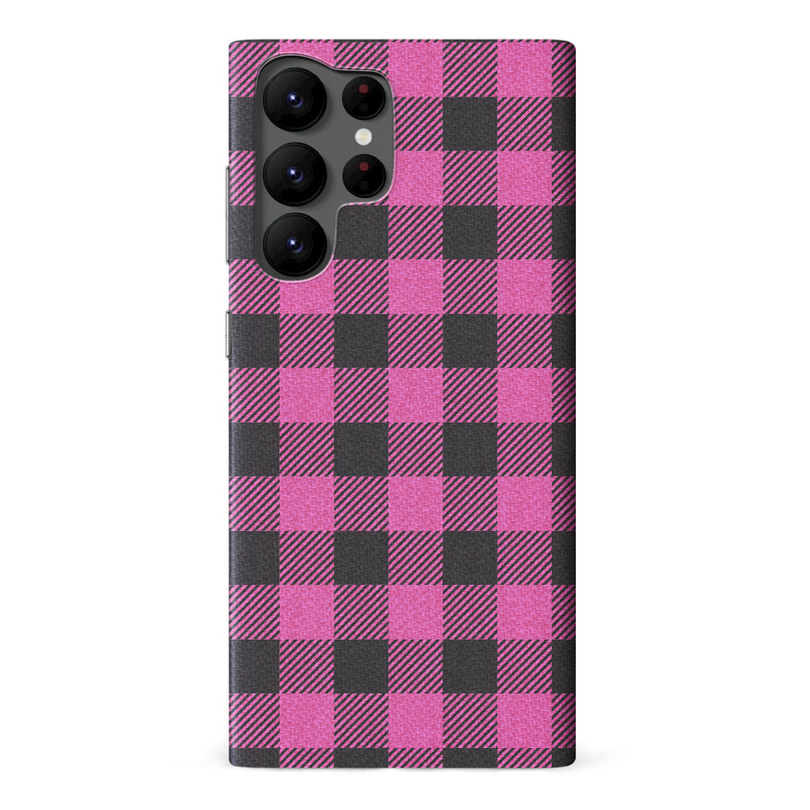 Samsung Galaxy S22 Ultra Lumberjack Plaid Phone Case - Pink