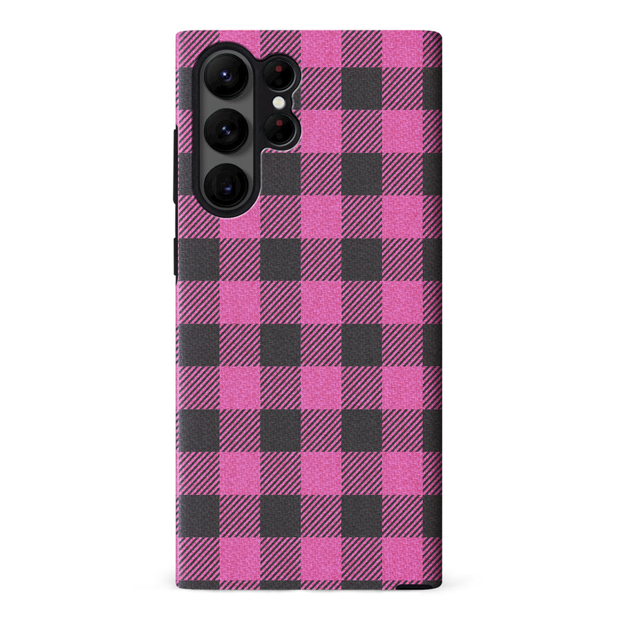 Samsung Galaxy S23 Ultra Lumberjack Plaid Phone Case - Pink
