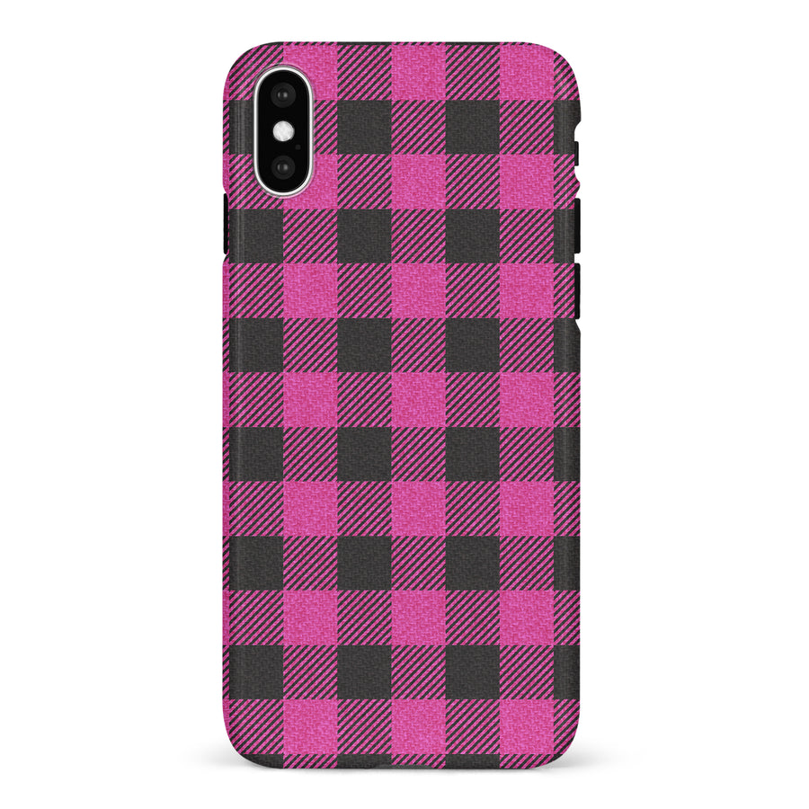 iPhone X/XS Lumberjack Plaid Phone Case - Pink