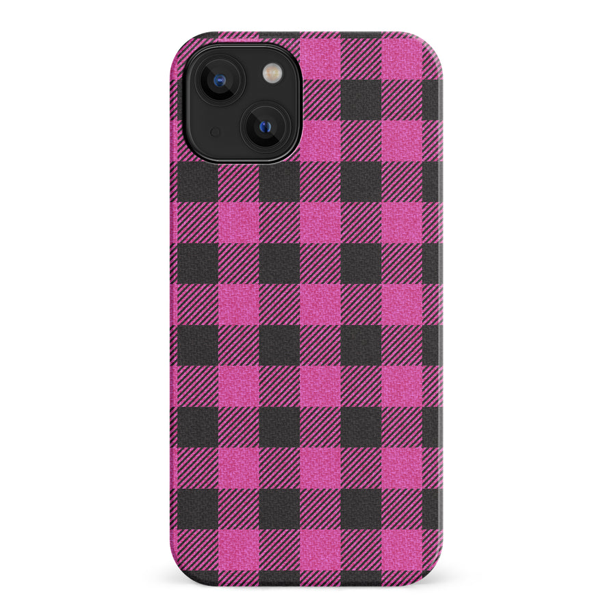 iPhone 14 Lumberjack Plaid Phone Case - Pink