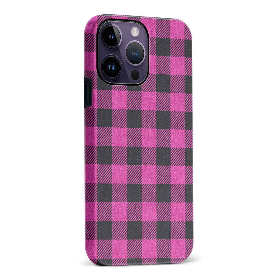 iPhone 14 Pro Max Lumberjack Plaid Phone Case - Pink