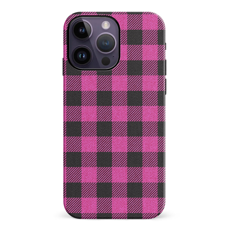 iPhone 14 Pro Max Lumberjack Plaid Phone Case - Pink