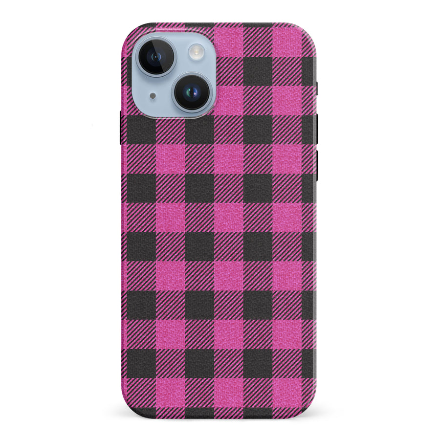 iPhone 15 Lumberjack Plaid Phone Case - Pink