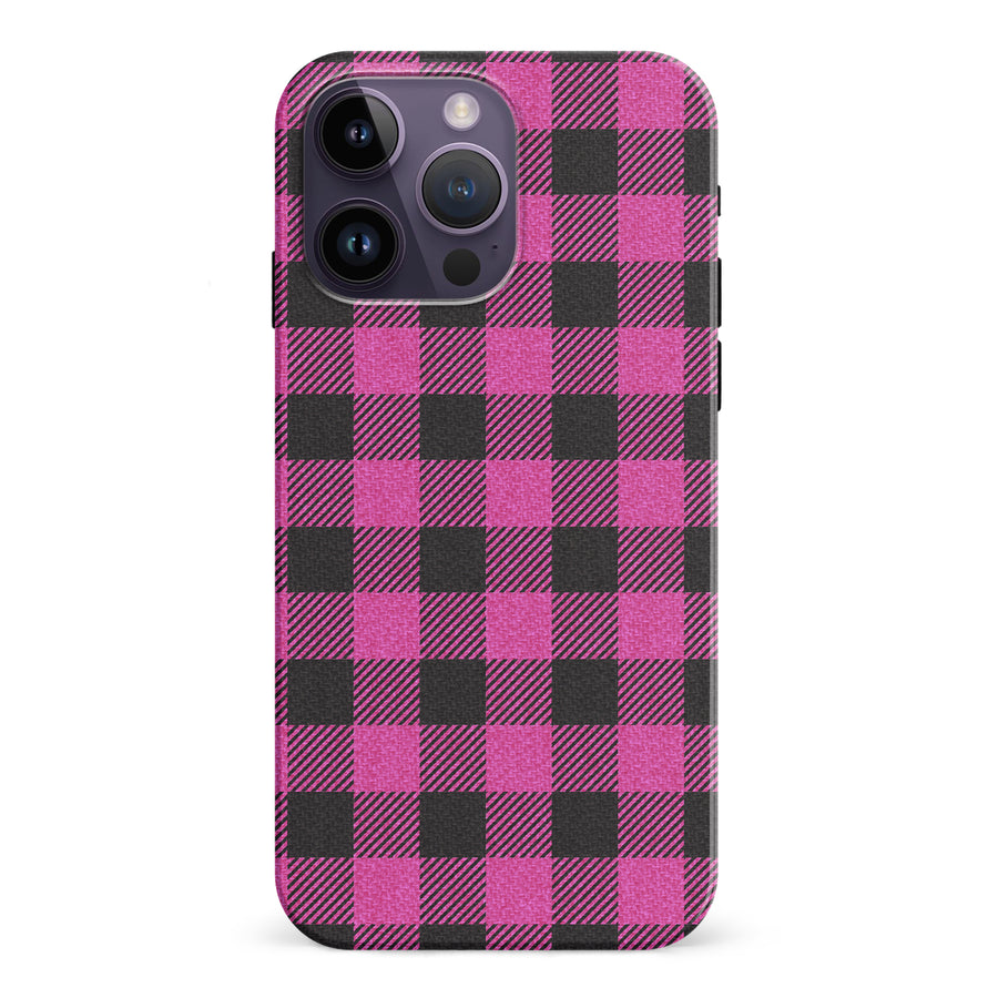 iPhone 15 Pro Lumberjack Plaid Phone Case - Pink