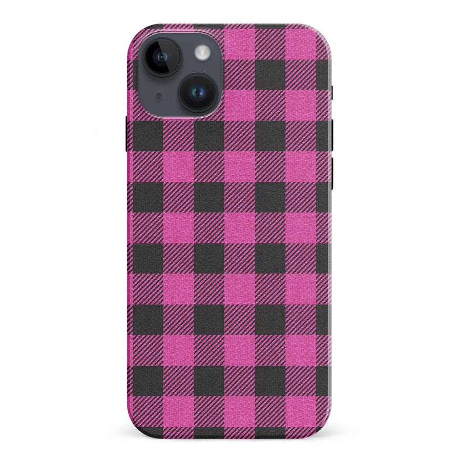 iPhone 15 Plus Lumberjack Plaid Phone Case - Pink