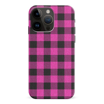 iPhone 15 Pro Max Lumberjack Plaid Phone Case - Pink