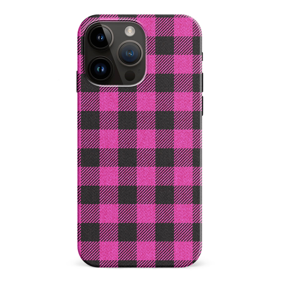 iPhone 15 Pro Max Lumberjack Plaid Phone Case - Pink