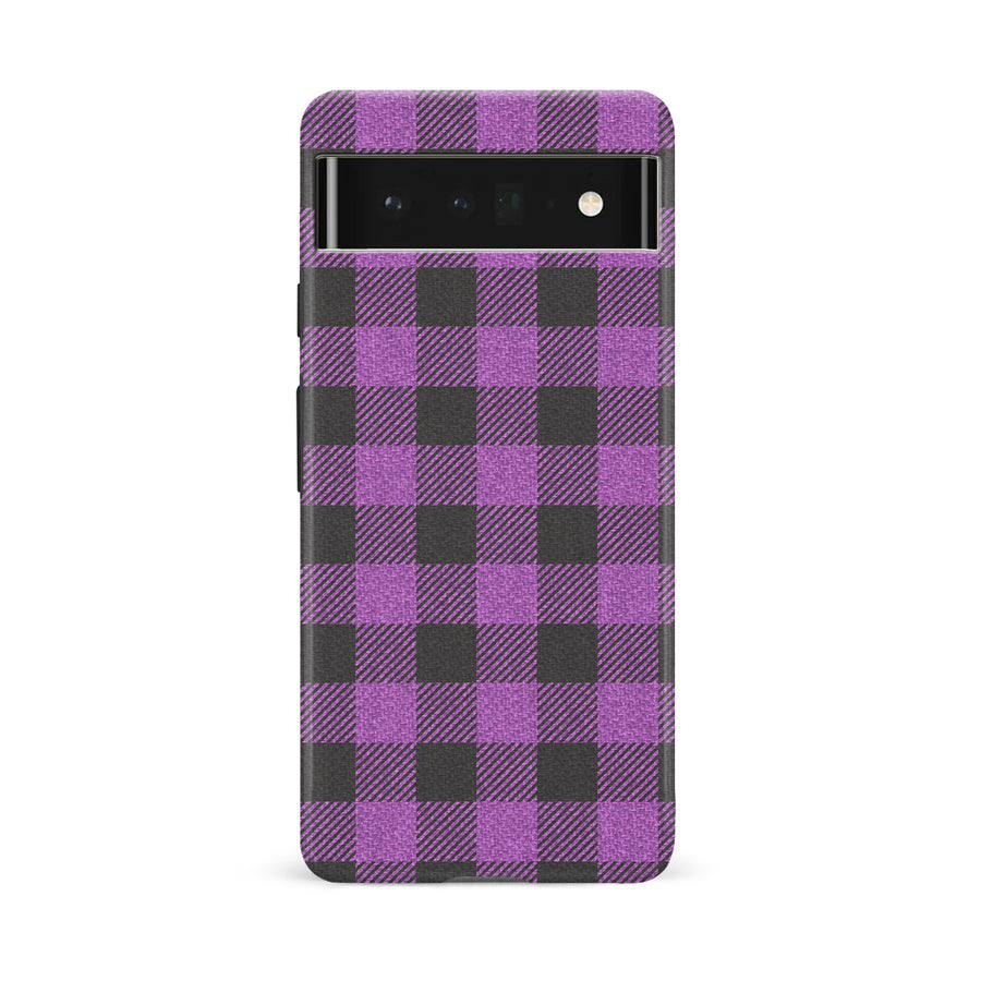 Google Pixel 6A Lumberjack Plaid Phone Case - Purple