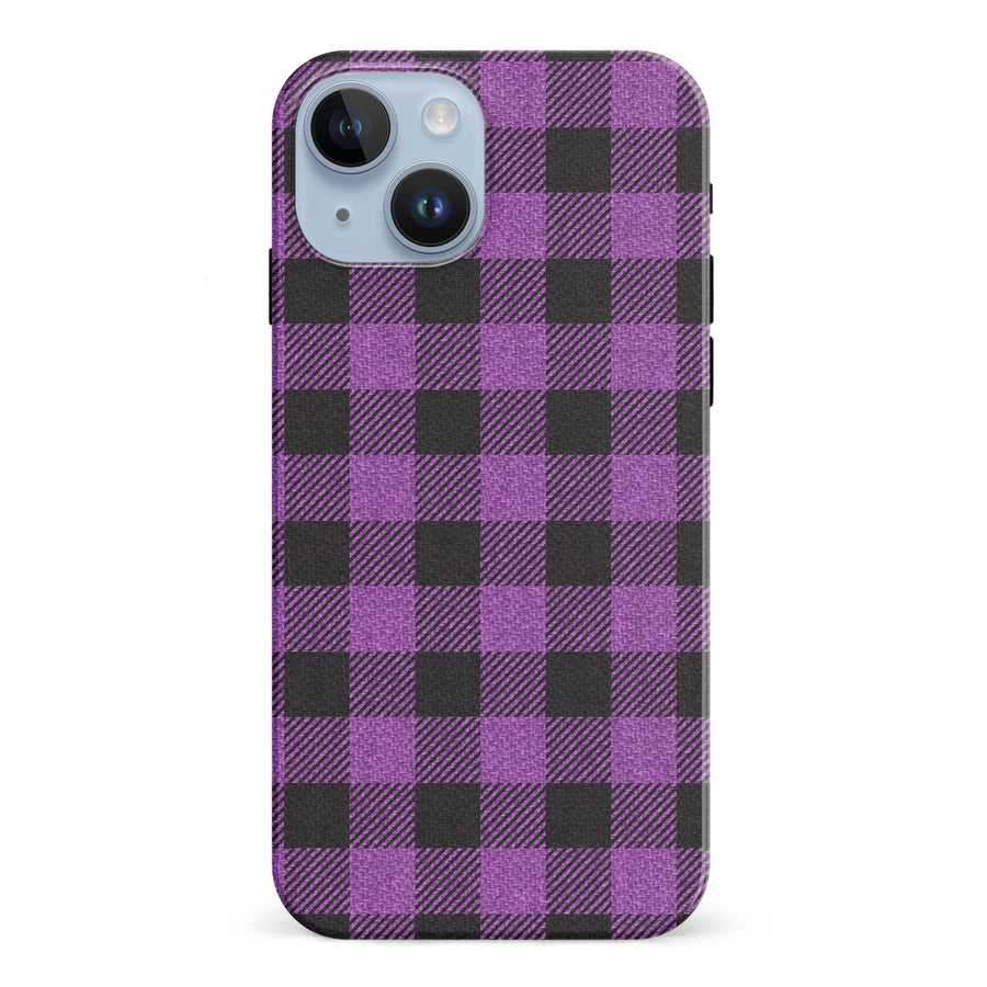 iPhone 15 Lumberjack Plaid Phone Case - Purple